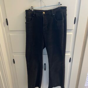 Black Risen Crop Flare Jeans